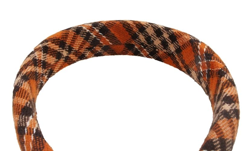 VIVIAN & VINCENT 2 Pack of Women's Headbands, Plaid Tartan | Top-knot buffalo-check hair bands pair red-black and black-white colorways for women and girls thumbnail 4
