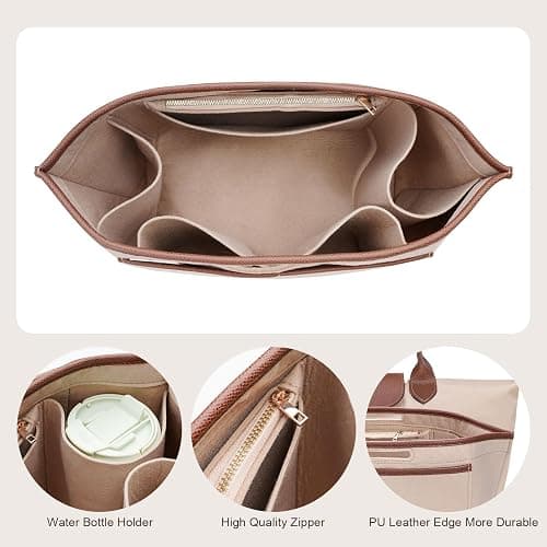 ZTUJO Premium Felt Longchamp Le Pliage Organizer Insert, Compatible with Longchamp Le Pliage Energy, Shoulder Bag, Top Handle, Xtra (Beige, Medium) thumbnail 5