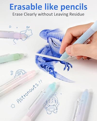 Solati Erasable Pens, 6 Pack Fine Point 0.5mm Blue Erasable Gel Pens with 360°Rotating Erasers, Make Mistakes Disappear, Comfort Grip for Drawing, Writing, Planning, and Crossword Puzzles (Blue Ink) thumbnail 3