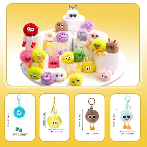 30PCS Party Favors Kids Keychains - Fun Keychain Cute Birthday Goodie Bags Stuffers for Kids Fuzzy Plush Keychain Bulk Monster Keychains Classroom Prizes Elementary Key Chains Bulk Treasure Box Toys thumbnail 2