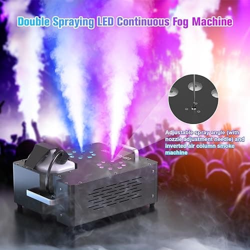 2000W Professional Fog Machine with Lights,Dual Nozzle 8+8 RGB 3W LED Lights Wireless/Manual/DMX Control Adjustable Smoke Direction, 2.5L Tank LCD Display 30000CFM for Halloween Christmas Wedding-1PC thumbnail 4