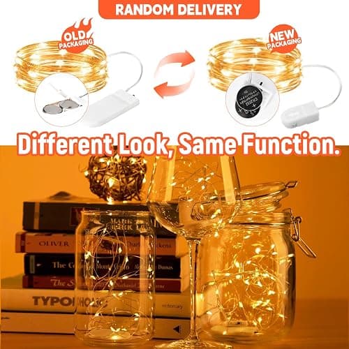 SINAMER 6 Pack Fairy Lights Battery Operated String Lights, 7ft 20 Led Mini Lights, Waterproof Silver Wire Starry for Mason Jars DIY Wedding Party Bedroom Christmas (Warm White) thumbnail 5