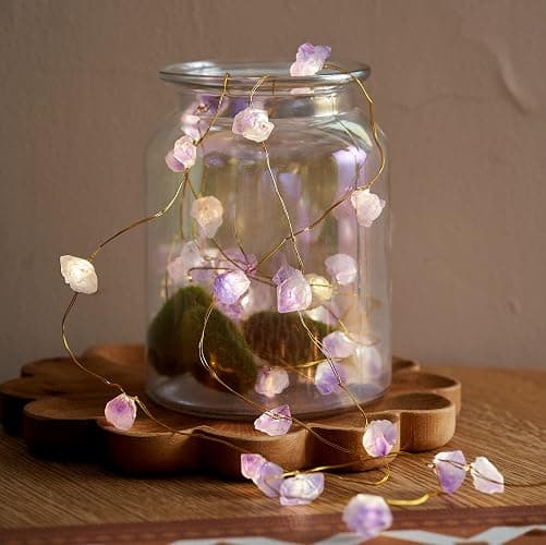 Nature Amethyst Crystal String Lights for Bedroom 10FT 40LEDs USB/Battery Operated Grape Crystal Light Pure Purple Fairy Lights Plug in for Natural Life Cute String Lights for Office thumbnail 3