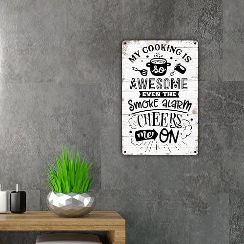 QIONGQI Funny Kitchen Quote My Cooking is Awesome Metal Tin Sign Wall Decor Retro Kitchen Signs with Sayings for Home Kitchen Decor Gifts thumbnail 2