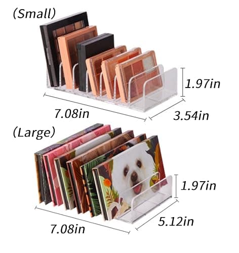 YRDGRG 2 Pcs Eyeshadow Palette Organizer Use for Bathroom Countertops, Wardrobe, Shelf, Drawer, Sunglasses, Wallet, Contour Kit (Cosmetic Storage Box Small&Large) Makeup (Clear), 7.08x5.12x1.97 in thumbnail 2