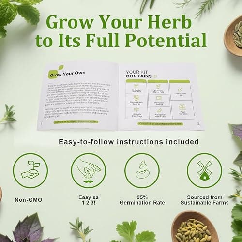10-Set Indoor Herb Garden Starter Kit, 7 Seeds Growing into Basil, Parsley, Thyme, Mint, Cilantro, Dill, Oregano Including 10 White Pots, Markers, Nutritional Soil, Ideal Christmas Gifts for Women thumbnail 4