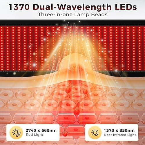 Body Red Light Therapy Mat, Eligible Red Light Therapy Blanket, 2in1 LEDs(660nm& 850nm), Premium Leather, Adjustable Timer & Intensity 195x60cm 1370 LEDs thumbnail 4