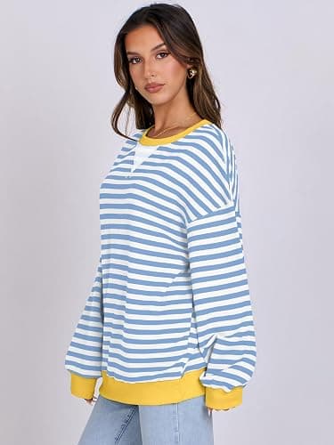 ANRABESS Women Striped Sweatshirts Oversized Crewneck Long Sleeve Shirts Y2K Pullover Top 2025 Fall Outfits Fashion Clothes thumbnail 8