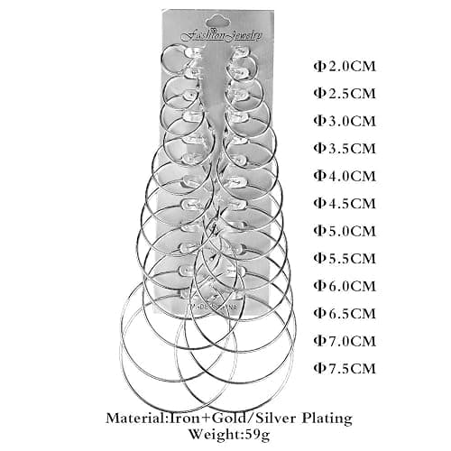 12 Pairs Hoop Earrings Set Big Circle Earring Fashion Jewelry for Women,Dia 2-7.5cm thumbnail 3