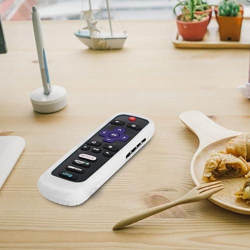 Remote Case for Roku, Battery Cover for TCL Roku Smart TV Steaming Stick Remote, Roku TV Remote Cover Silicone Protective Controller Universal Sleeve Skin White thumbnail 4