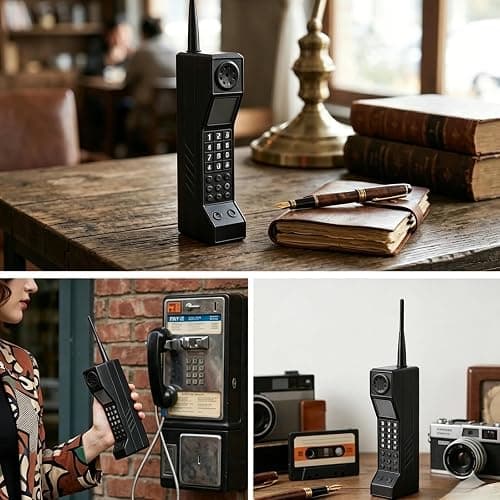 Lwuey Retro Brick Cell Phone Ornament, 90s Phone Prop, Black | Iron Brick Cellphone Model for Photography, Movie Scenes, Home or Desktop Decoration thumbnail 5