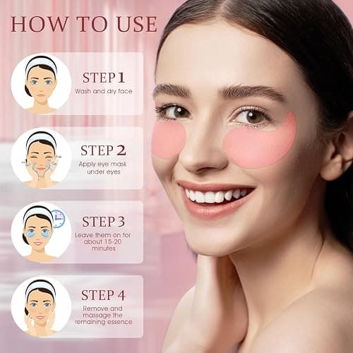 YOYORY Under Eye Patches Masks - for Fine Lines with Collagen and Hyaluronic Acid, Dark Circles,Eye bags,and Fade Wrinkles, puffiness Smoothing Skin Care Treatment for Women and Men, (60 Pcs) Pink thumbnail 9
