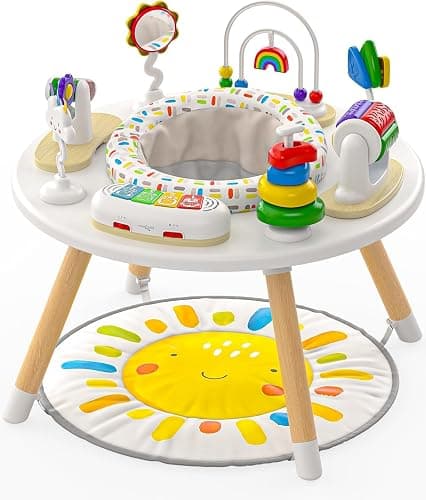 Move2Play 4-in-1 Baby Activity Center | Montessori-Inspired Design | 8 Interactive Toys | Tummy Time, Exersaucer & Toddler Table | Shower Gift | Essential | Must Have for 3, 6, 12 Month Old (Sun) - Image 1