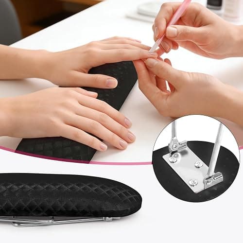 Krofaue Arm Rest for Nails Tech, Professional Microfiber Leather Nail Hand Rest Stand Arm Rest for Acrylic Nails Cushion Hand Holder with Non-slip - Nail Technician Use Must Have (Black) thumbnail 6