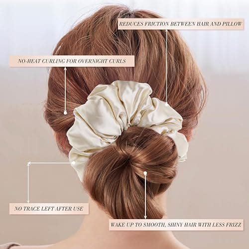 3Pcs Large Satin Hair Scrunchies, 6Inch Pillow Satin Scrunchies for Thick Curls Sleepy Hair Tie Stocking Stuffers for Teen Girls thumbnail 3