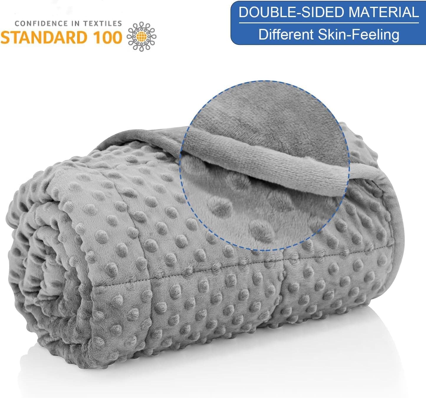 Weighted Blanket for Adult Breathable Soft Minky Weighted Throw Blanket for All Season,Heavy Blanket with Premium Glass Beads (Grey, 150cm x 200cm 6.8kg) thumbnail 2