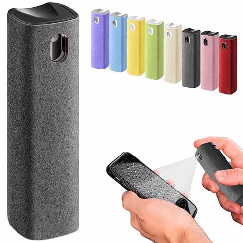 IO CLEAN Mini Screen Cleaner Spray β Finger Proof Screen Cleaner for Smartphones, iPads, MacBooks, Laptops, Car Screens, Touchscreens β 3 in1 Mist Cleaner, Microfiber Cloth and Protective Cover (Grey) - Image 1