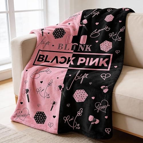 Ainvliya Blackpink Decke für Fans, Mehrzweck-Flanelldecke Superweiche Flanelldecke für Lounging Reisen Outdoor-Aktivitäten Bett Sofa Büro Kniepolster, Perfektes K-Pop Merchandise Geschenk für Blinks - Image 1
