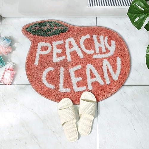 RORA Peach Bath Mat Peachy Clean Bath Mats for Bathroom Non Slip Coral Pink Bathroom Rugs Washable Bathtub Mat Toilet Rug(25.2"X20.5") thumbnail 7