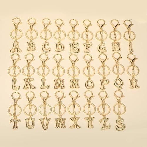 Dubtnion Gold Bubble Initial Keychain for Women Bag Charms Letter A-Z Keychain Alphabet Handbags Purse Charms Accessories thumbnail 5