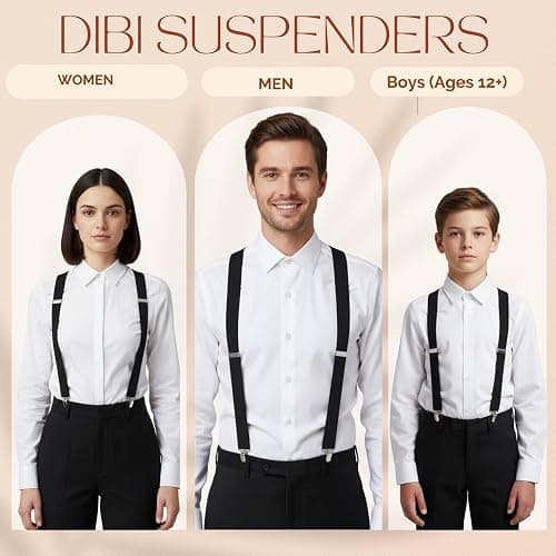 Dibi Suspenders for Men - Adjustable X back Suspender with 4 Strong Clips thumbnail 4