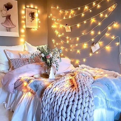 JMEXSUSS 33ft 100 LED Warm White Christmas String Lights for Room Decor | Battery Operated Christmas Lights with 8 Modes Remote, Twinkle Fairy Mini Lights for Bedroom Home Wall House Decor thumbnail 2