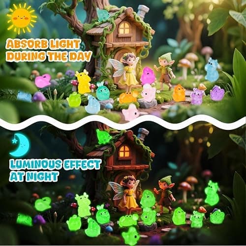 LEWELLRY Mini Glow in The Dark Animal Resin Models, Mystery Resin Animals Blind Bag, Mini Luminous Farm Ocean Figures, Animal Miniatures for Fairy Garden Accessories, Random Design(100pcs) thumbnail 2