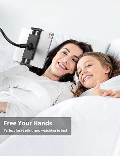 Tablet Stand Holder for Bed, Gooseneck Mount with Adjustable Flexible Arm Compatible with iPad Air Pro Mini, Samsung Tab, Nintendo Switch Kindle Other 4.7"-12.9" Device thumbnail 7