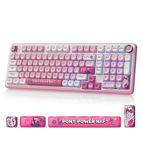 My Little Pony Wireless Mechanical Keyboard - 101 Keys RGB Gaming Keyboard with Custom Linear Switches, Hot-Swap & Knob Control, Triple Connection (BT5.0/USB-C/2.4GHz), Ergonomic for Work & Gaming - Image 1