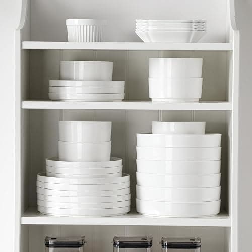 MALACASA 24 Pieces Porcelain Dinnerware Set, Modern White Dish Set for 6, Premium Serving Plates and Bowls Sets, Chip and Scratch Resistant Dishware Sets Kitchen Dishes Dining Ware Set, Series LEAH - Ivory White - 24 Piece (Service for 6) thumbnail 8