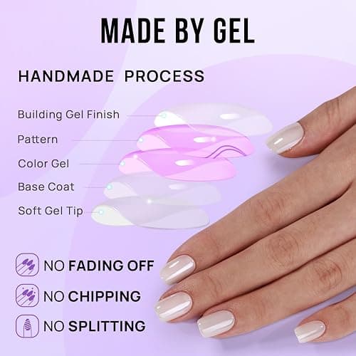 BTArtbox Press On Nails Short - White Soft Gel Press On Nail, Square Chrome Nail Tips Glue On Nails, Reusable Stick On Nails in 15 Sizes - 30 Soft Gel Fake Nails Kit, Vanilla Glazed thumbnail 4