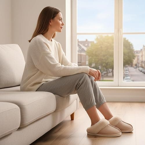 Donpapa Womens Slipper with Memory Foam Fluffy Soft Warm Slip On House Slippers Anti-Skid Cozy Plush for Indoor Outdoor thumbnail 2