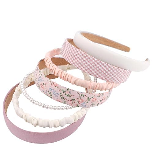 VELSCRUN 7 Pcs Different Headbands for Women Fashion Pink Solid Head Bands Pearl Headband Non Slip Hair Band for Womens Thin Thick Short Hair Face Wash Hair Accessories Gifts for Women Gilrs thumbnail 7