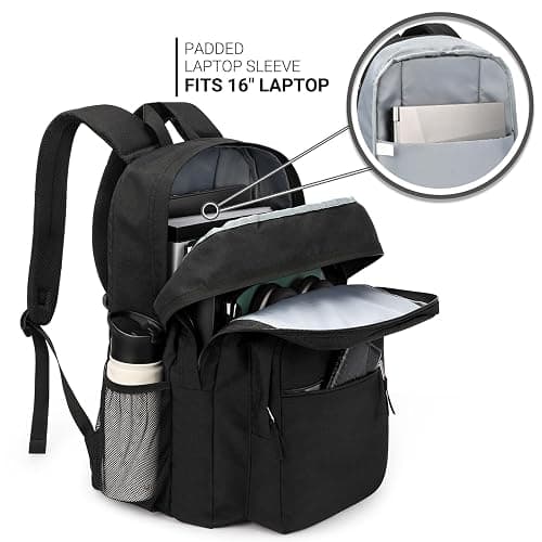ZORFIN 36L Black Backpack for College, and Travel: Water Resistant Bookbag thumbnail 5