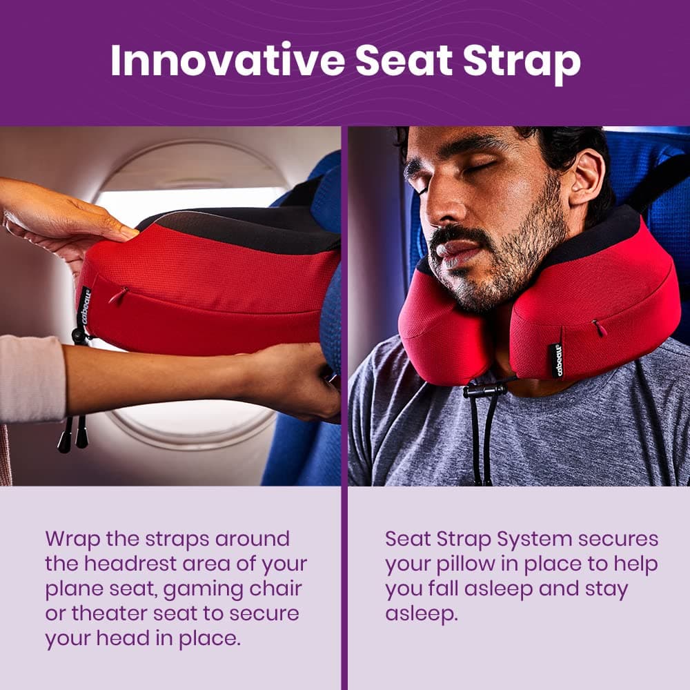 Cabeau Evolution S3 Travel Pillow - Straps to Airplane Seat - Ensures Your Head Won't Fall Forward - Relax with Plush Memory Foam - Quick-Dry Fabric Keeps You Cool and Dry Jet Black - Adult - Black thumbnail 5