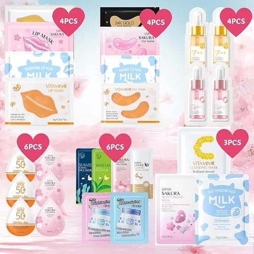 27PCS Pamper Gifts for Women - Teenage Girls Gifts - Skincare Set with Face Mask,Sleeping Face Mask,Face Serum,Face Cream,Body Cream,Lip Mask,Eye Patch - Birthday Gifts for Women - Skin Care Gift Set thumbnail 7