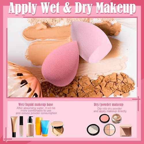 17PCS Makeup Sponge Set with 6PCS Powder Puff, 3PCS Mini Makeup Sponges, 3PCS Foundation Mini Make Up Sponge Puff and 1PCS Make Up Sponges Holder (Pink) thumbnail 5