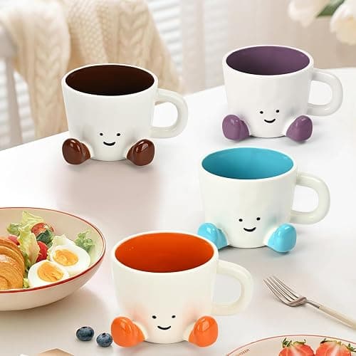 EWCEFIC Coffee Mugs,Cute funny Mug For Women, 380ml Unique Ceramic Coffee Tea Cups, Office Mug Gift (pink) thumbnail 8