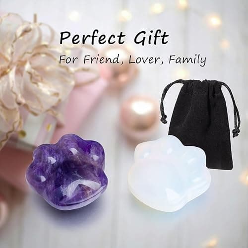 Amethyst Cat Crystal Worry Stone, Natural Healing Stone Gift | Natural Cat Stone for Anxiety Relief, Pocket Meditation Stone, Small Desk Decor, Healing Crystal, Unique Gift for Cat Lovers thumbnail 7