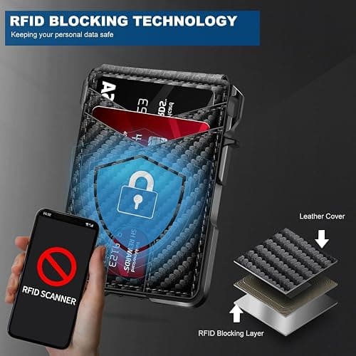 ZALVEX Wallet for Men, Mens Minimalist Wallet 9-13 Cards, Slim Compact Wallet with Money Clip & ID Window, RFID Blocking Smart Pop Up Card Wallet, Metal Aluminum Credit Card Holder Bifold Wallet thumbnail 4