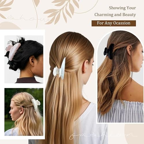 Aprince Claw Clips for Women 3Pcs, Acrylic Claw Clips Non-slip, Large Hair Clips for Thick Hair, Marble Clip Strong Hold, Banana Clip French Barrettes, Cute Hair Clips Glitter (multicolor1) thumbnail 6