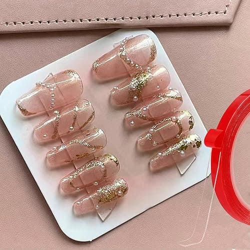 GUXACU 5 Rolls Double Sided Tape Nail Tape for Press On Nails Double Sided Nail Tape for Nail Packaging Fake Nail Storage Nail Display Nail Art Nail Salon Press On Nail Supplies with Tweezer thumbnail 5