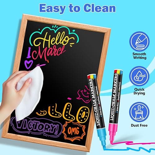 30 Pack Liquid Chalk Markers for Blackboard, Dry Erase Markers Pens for Chalkboard Calendar Window Car Glass, 6mm Reversible Tip, Dust-Free Chalk Pens for School Kids Bistro Businesses Restaurants thumbnail 3