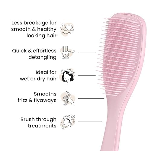 Tangle Teezer Ultimate Detangler Hairbrush - For Wet & Dry Hair - Detangling Brush for All Hair Types - Two-Tiered Teeth Reduce Breakage & Eliminate Knots - Millennial Pink thumbnail 5