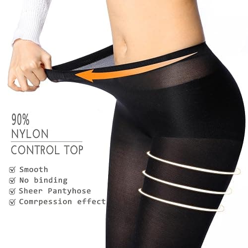 RubyRunk 2 Pairs tights for women tummy control, Control Top Microfiber 40D Semi Opaque tights for women thumbnail 2