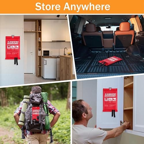 kanhiro Emergency Fire Blanket for Home Kitchen (4 Pack, 40 in X 40 in), Emergency Silicone Fire Blanket thumbnail 7