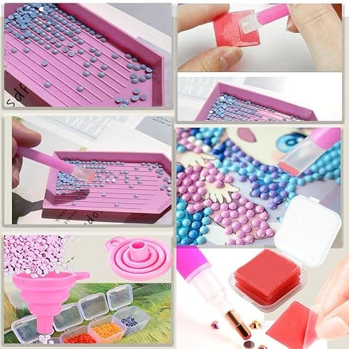 Lenxnmy 158pcs All-Inclusive Diamond Painting Tool Set Diamond Art Accessories Kit with A4 Diamond Painting Light Pad,Diamond Art Sealer Glue,Diamond Correction,Pens Storage Box for DIY Craft thumbnail 5