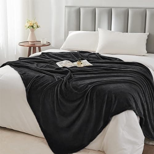 BEDELITE Fleece Blankets Queen Size for Bed, Luxury Plush Cozy Fuzzy Black Blanket 90x90 Inches, Super Soft Warm Lightweight Throw Blanket All Seasons Suitable thumbnail 5