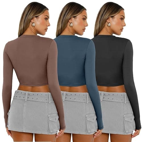 AUTOMET 3 Pack Womens Long Sleeve Shirts Y2K Going Out Crop Tops Cute Basic Slim Fitted Fall Fashion Outfits 2026 Clothes thumbnail 4