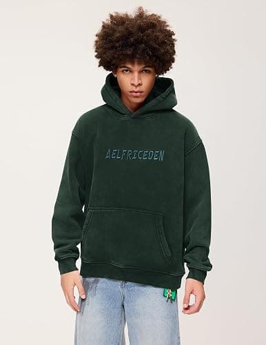 Aelfric Eden Hoodies Mens Acid Wash Hoodie Oversized Vintage Heavyweight Cotton Fleece Hooded Pullover Sweatshirt thumbnail 8